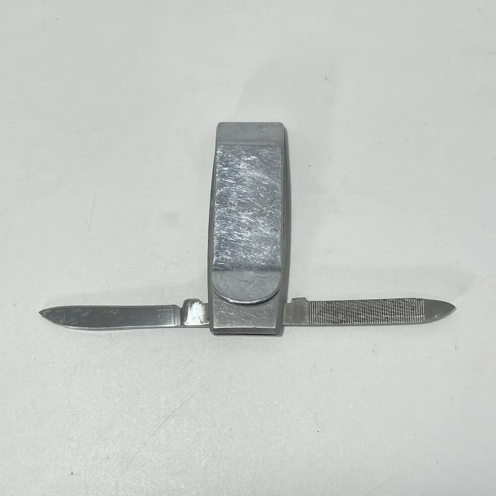 Vintage Japan Stainless Money Clip Letter Opener Grooming Tool Monogram CMA